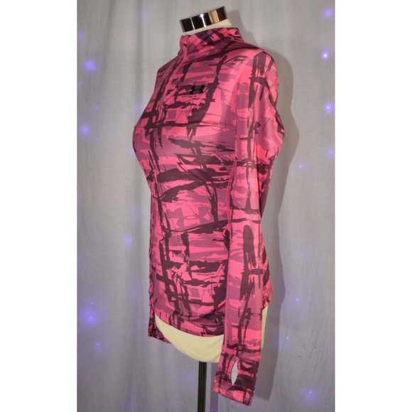 Under Armor Pink Camo ColdGear 1/4 zip Fitted Jacket size Small - Picture 2 of 7